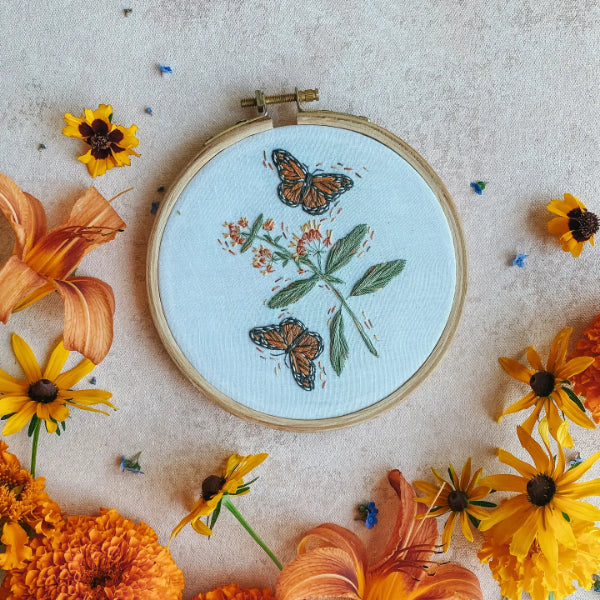 Monarch & Milkweed Butterfly Embroidery Kit